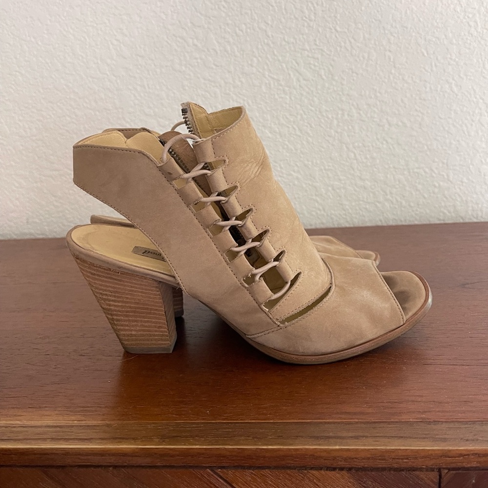 Paul Green Booties, open toe, size 10, Nude suede